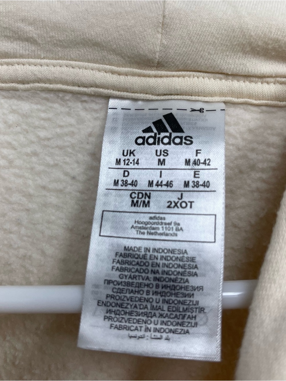 Adidas cream and black sweatshirt hoodie men's size medium - Picture 5 of 5